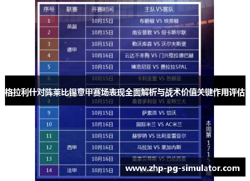 格拉利什对阵莱比锡意甲赛场表现全面解析与战术价值关键作用评估